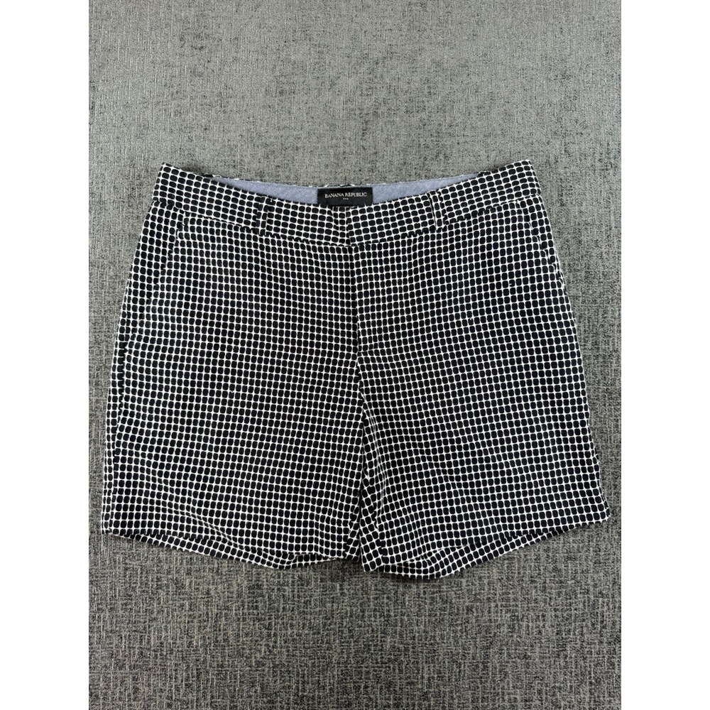 Banana Republic Womens Black White Geometric Grid Cotton Shorts Size 4